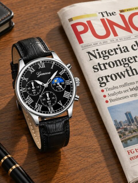 Geneva Exquisite Male Leather Quartz Watch